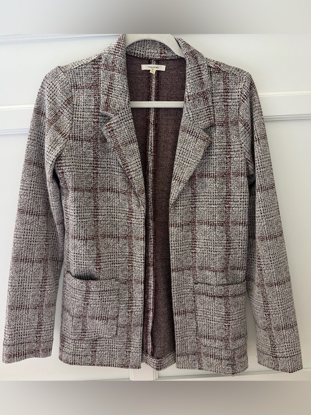 Maurices Women's Plaid Knit Blazer Jacket